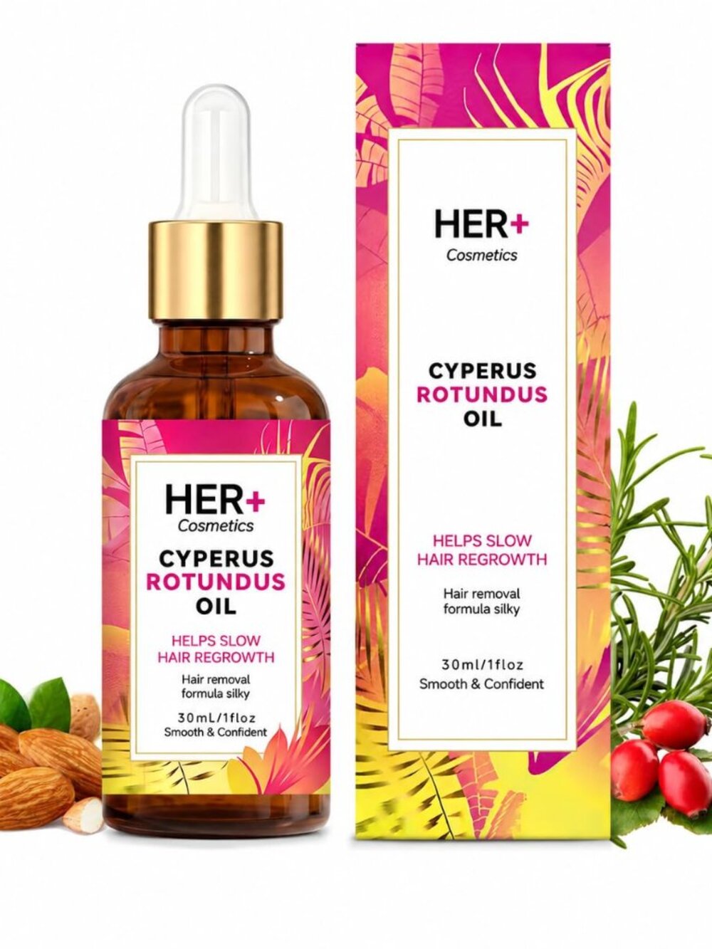 Her+ Cyperus Rotundus Oil for Hair Removal Smooth Skin, Moisturizing Skin Care